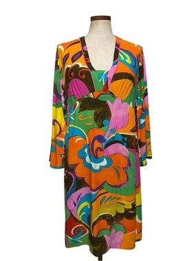 Vintage Jams World Tie Back Dress XL Taffy Floral Print Hawaii Boho Hippie